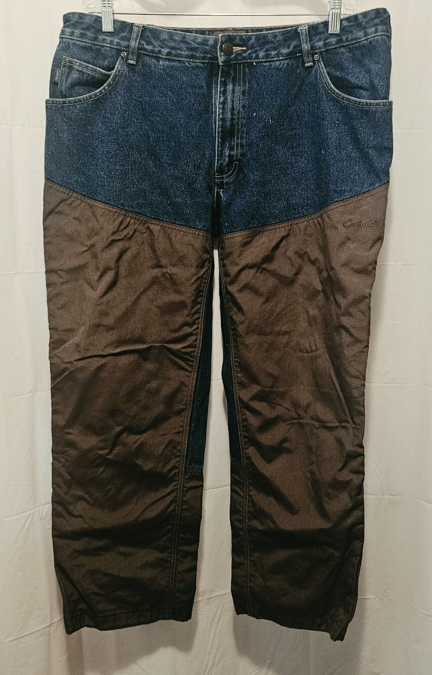 Cabela's Men's 40x30 Blue Denim Upland Field Hunting Pants Brush Guard Canvas